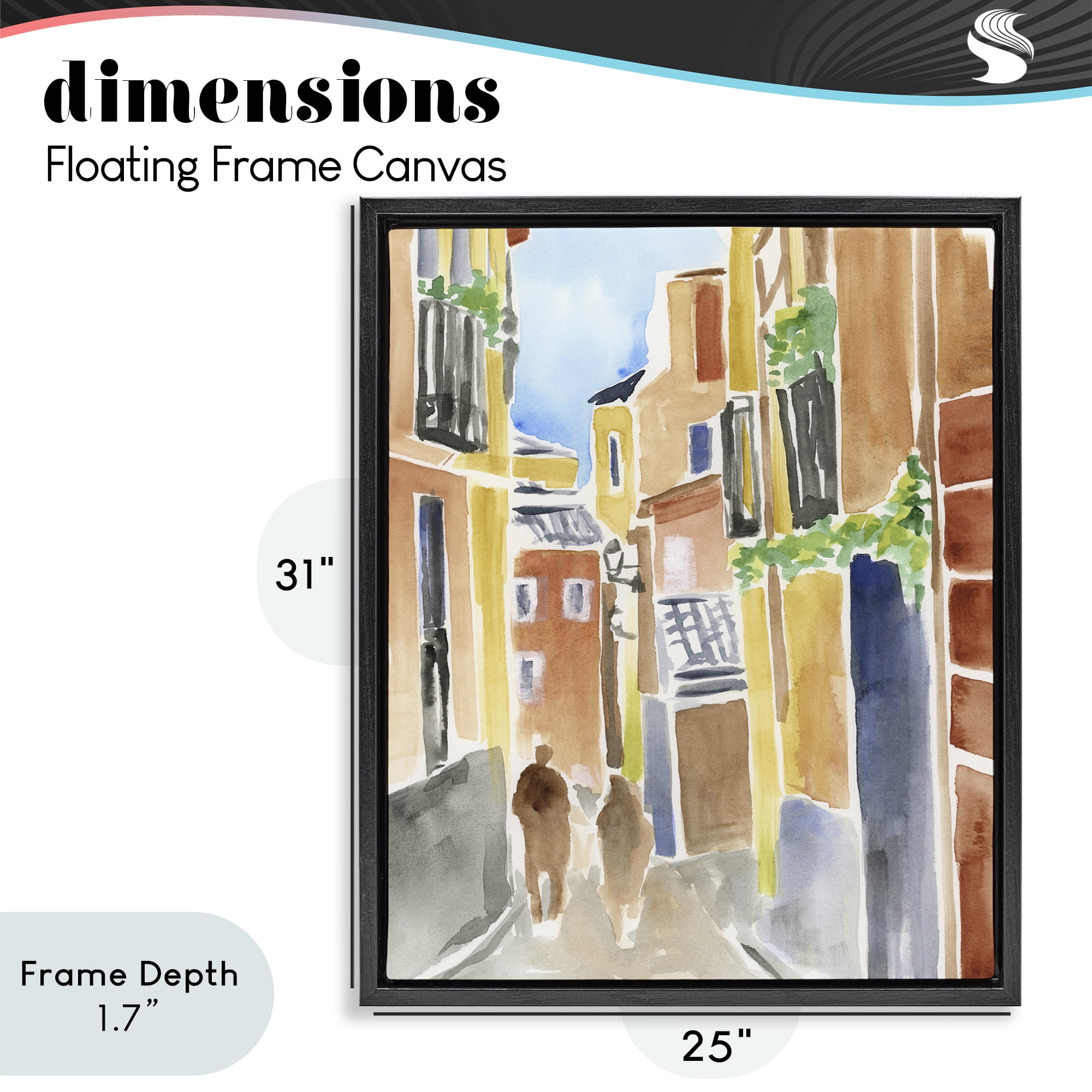 Stupell Industries Calles de Madrid Architecture Black Framed Floater Canvas Wall Art, design by June Erica Vess