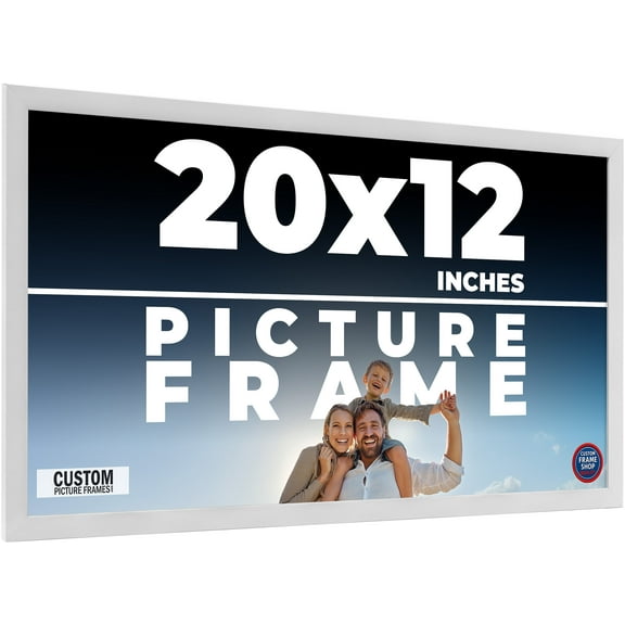 20x12 Frame White Solid Wood Picture Frame Includes UV Acrylic Shatter Guard Front, Acid Free Foam