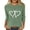 Green, variant on Fall Fashion Must Haves Women's Ribbed Knit Top 3/4 Sleeve Round Neck with Heart Print Design Tees Tshirts Blouse for Casual Wear Women Fall Clothes