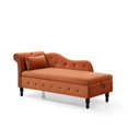thumbnail image 5 of 60" Storage Chaise Lounge with 1 Pillow, Multifunctional Velvet Button Tufted Long Lounger with Nailhead Trimmed and Solid Wood Legs, Sleeper Lounge Sofa for Apartment Living Room Office, Orange, 5 of 5