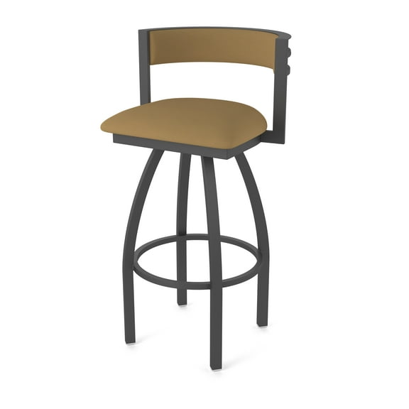861 Artemis 30" Swivel Bar Stool with Pewter Finish and Canter Saddle Seat and Back