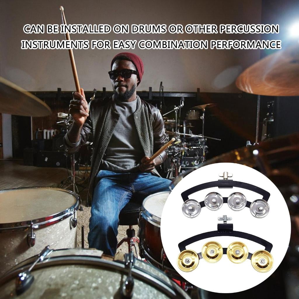 Yihuala Mountable Tambourine Hand Bells Rattle Single Row Bells Handheld Percussion Tambourine for Drummers Guitarists