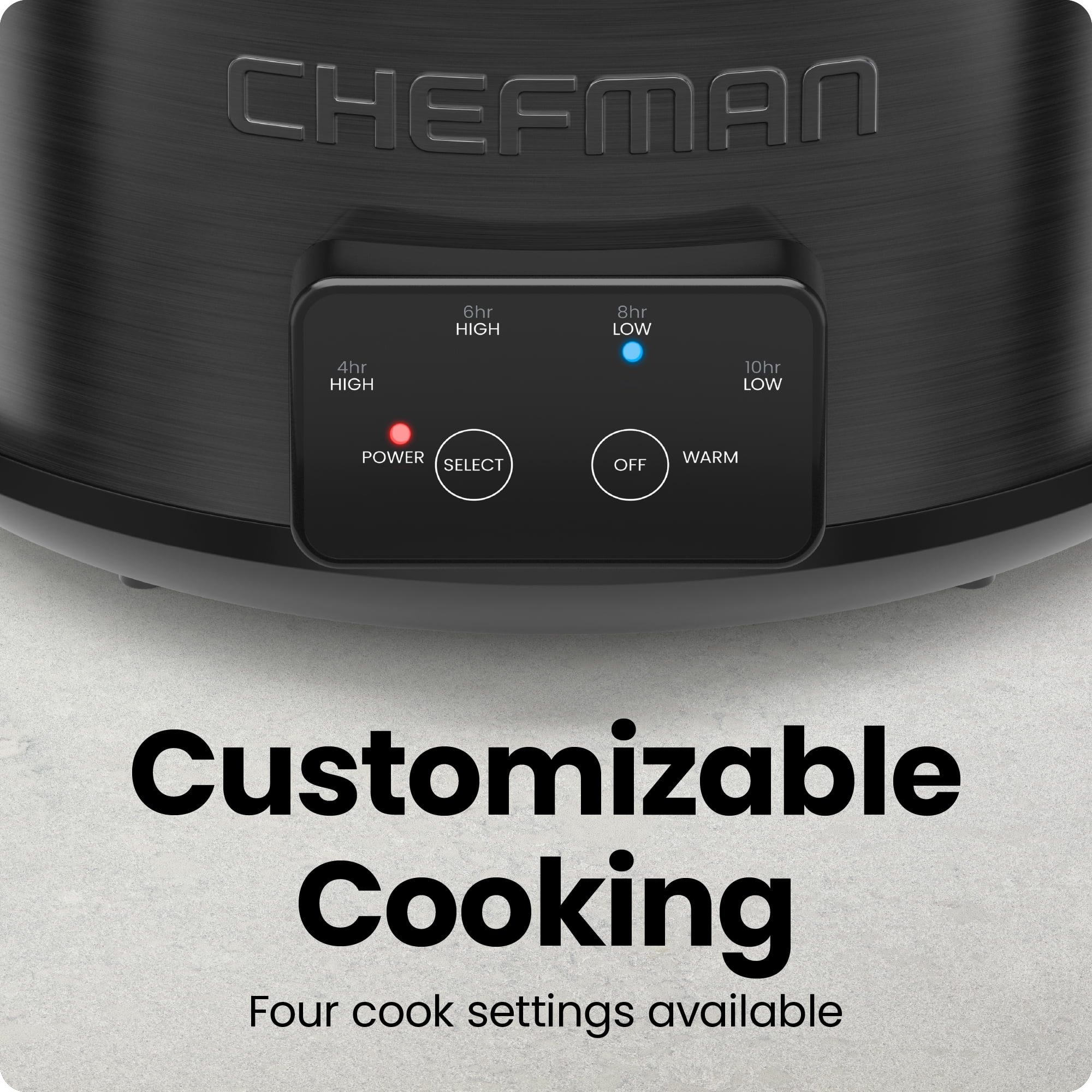 Chefman 6-Quart Easy-Set Slow Cooker with Locking Lid and Dishwasher-Safe Insert – Black