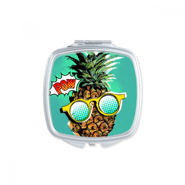 American Coc Style Pineapple Fruit Square Mirror Portable Compact Pocket Makeup Double Sided Glass