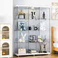 thumbnail image 4 of HOCCOT 4 Shelf Glass Display Cabinet with 12 Color LED Lights and Remote Control Wine Cabinet-White, 4 of 9