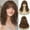 D-Brown, variant on Phocas Short Bob Wigs for Women Wavy Wig Synthetic Pink Wig with Bangs