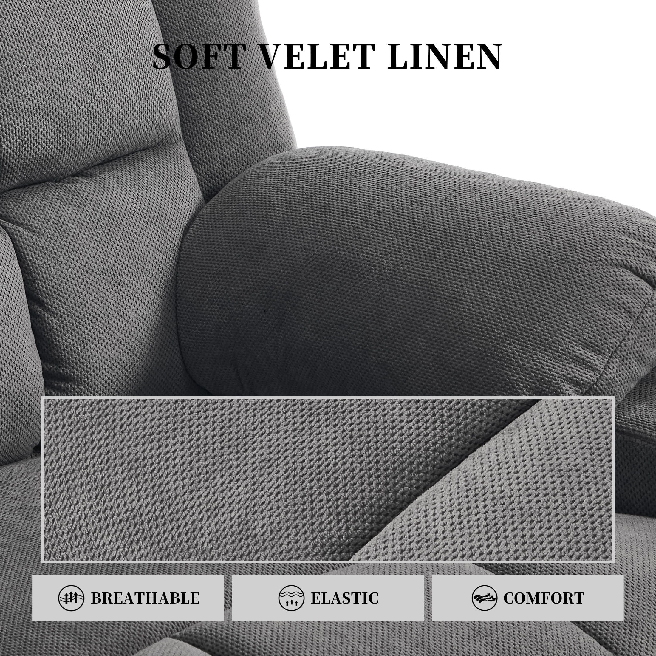 Swivel Rocker Recliner Chair for Adults with Massage and Heat, Cup Holders and Side Pockets, Glider Rocking Reclining Single Sofa Chair for Living Room (Dark Grey)