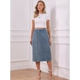 thumbnail image 3 of DARING DIVA Women's Denim Midi Skirt Button Up Slit Jean Skirts Small Gray Blue, 3 of 6