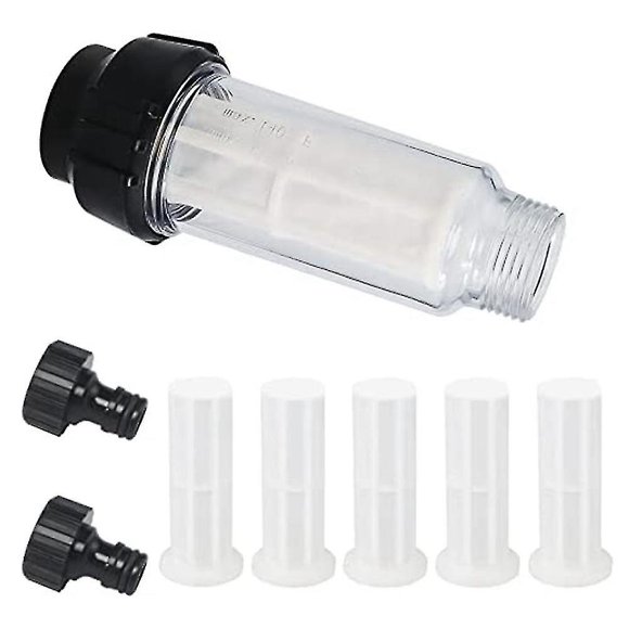 Vattenfilter Trädgårdsslang, 3/4 tums vattenfilter Set med 5 filterinsatser + 2 Quick A
