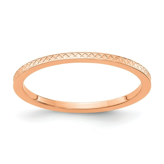 Solid 14K Rose Gold 1.2mm Criss-Cross Pattern Stackable Band Thin Wedding Anniversary Ring Size 8.5
