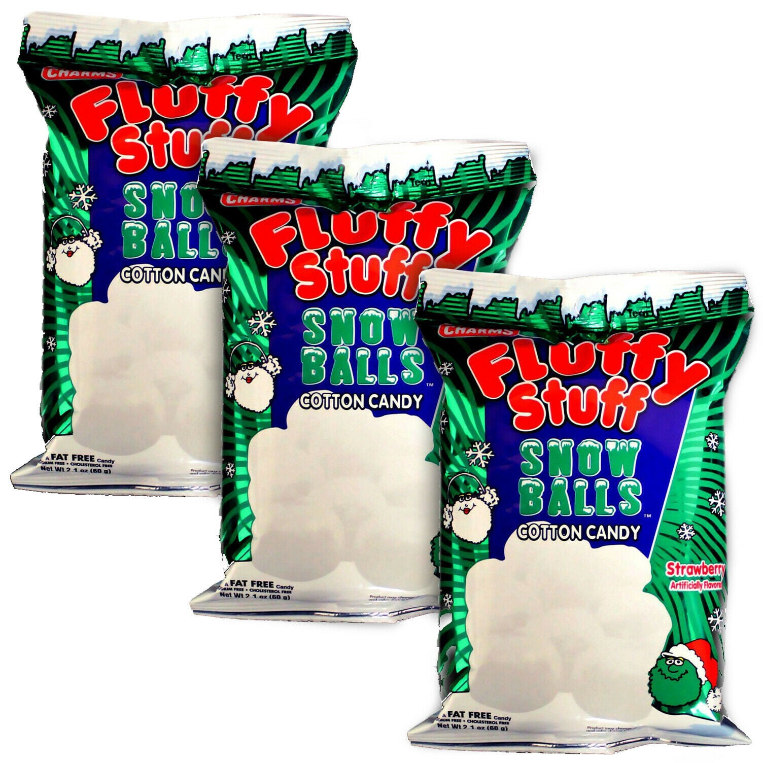 Fluffy Stuff North Pole Strawberry and Blue Raspberry Cotton Candy 2 oz Bag - 18ct Case