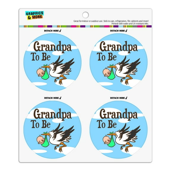 Grandpa To Be Stork Baby Refrigerator Fridge Locker Vinyl Circle Magnet Set
