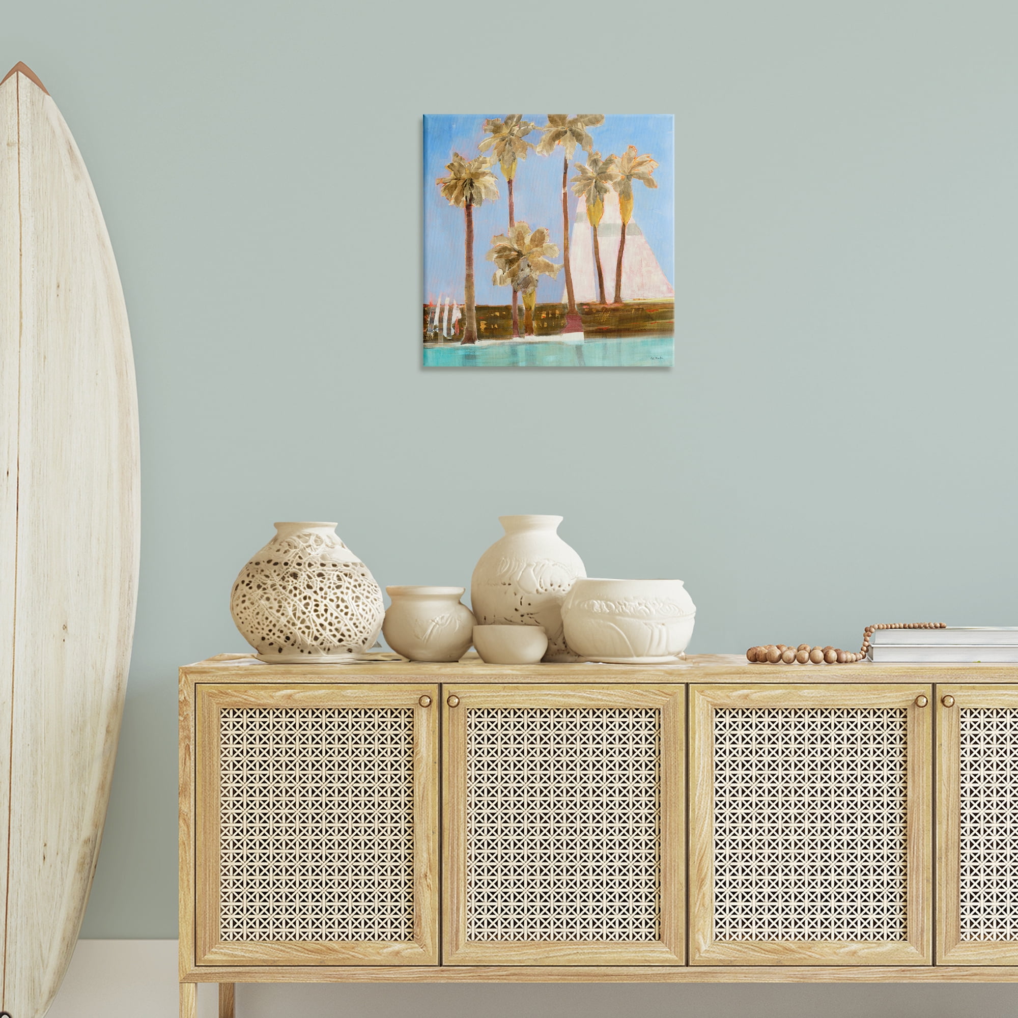 Stupell Industries Rustic Tropical Scene Coastal Painting Gallery Wrapped Canvas Art Print Wall Art, 24 x 24