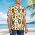 thumbnail image 3 of Bingfone Men's Short Sleeve Button Down Shirts Hawaiian Cute Owls Printed Beach Shirt, 3 of 7
