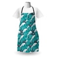 thumbnail image 3 of Sea Animals Apron, Wavy Ocean with Dolphins Windy Surfing Doodle Style Art Print, Unisex Kitchen Bib with Adjustable Neck for Cooking Gardening, Adult Size, Charcoal Grey Teal White, by Ambesonne, 3 of 4