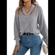thumbnail image 3 of Suéter Informal de Cuello en V Ahuecado para Mujer, Suéter de Punto de Larga, Suéteres Superiores. Gris L, 3 of 10