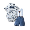 thumbnail image 4 of Mifsaly Baby Boys 2 Piece Gentleman Outfit Set Polka Dot Button Down Shirts and Shorts with Suspender Newborn formal Suit for Baptism Birthday Party Photo Shoot, 4 of 7