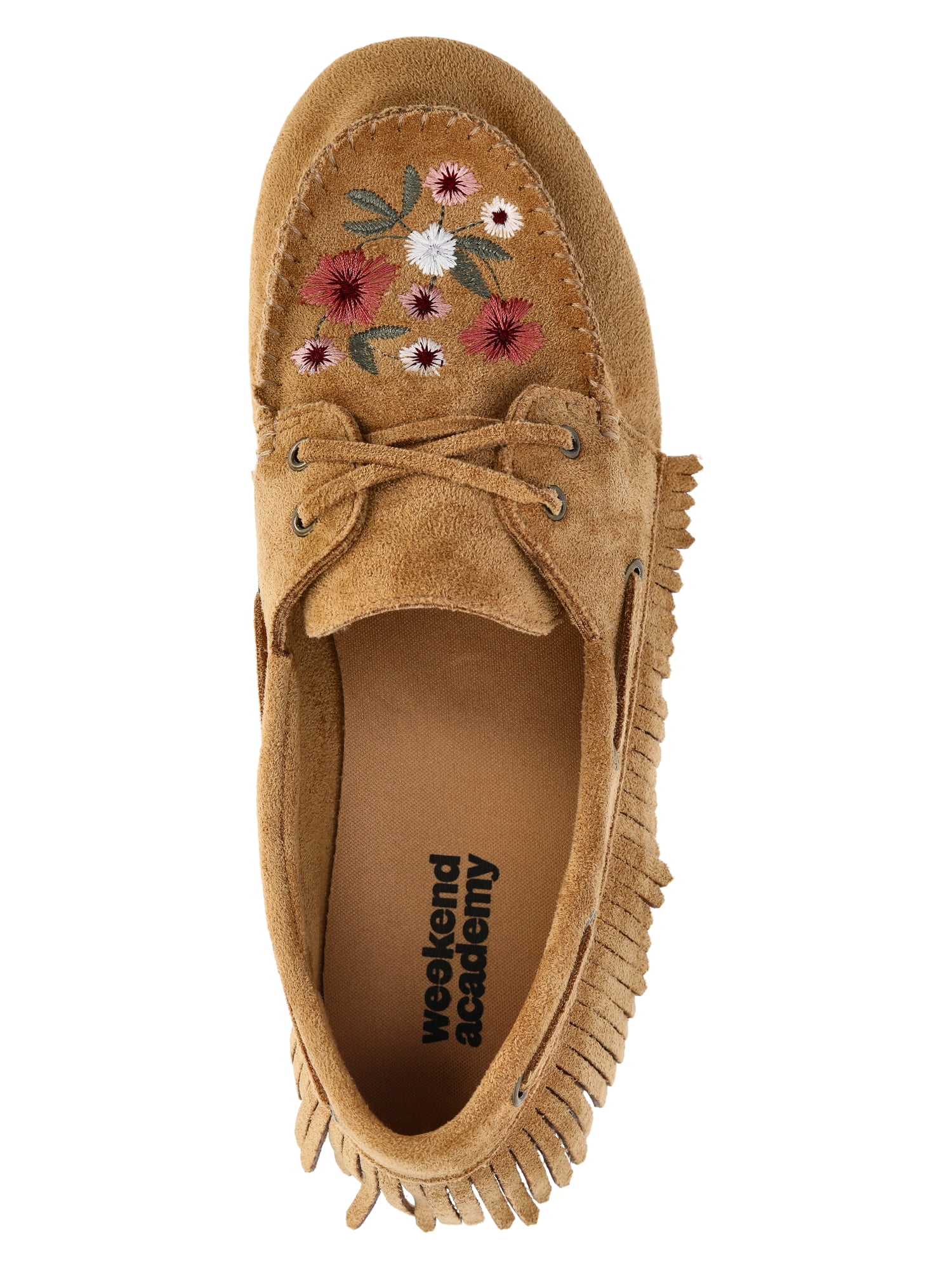 Weekend Academy Girls Embroidered Floral Moccasin Shoes