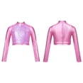thumbnail image 5 of Doomiva Kids Girls Sequins Turtleneck Long Sleeve Ballet Jazz Latin Dance Crop Tops Athletic Shirts Pink 16, 5 of 6