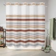thumbnail image 6 of No Hook Shower Curtain, Beige Khaki Striped Shower Curtains for Bathroom with See Through Top Window, Farmhouse Stripes Modern Abstract Art Waterproof & Washable Bath Curtain Long 72"x78", 6 of 9