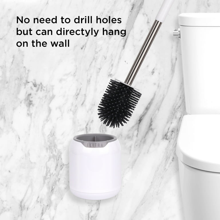 Elitra Silicone Bristles Toilet Brush And Holder Set with Tweezers