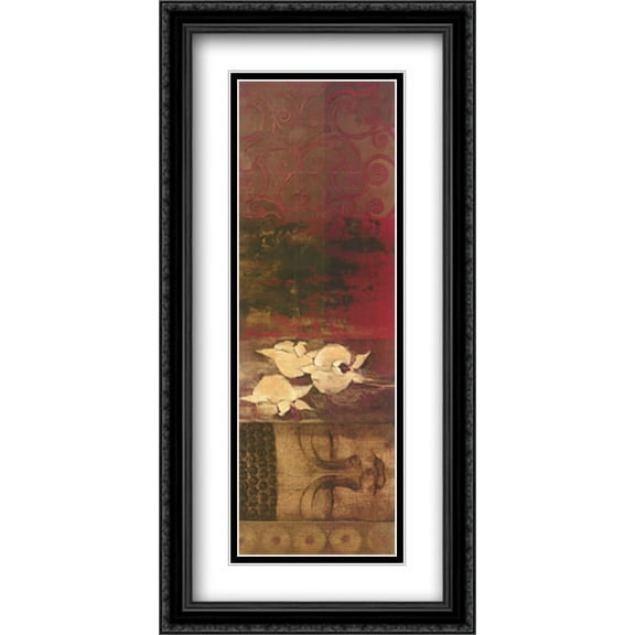 Buddha Orchid 2x Matted 40x16 Large Black Ornate Framed Art Print by Liz Jardine