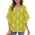 thumbnail image 5 of Womens Boho Tops 3/4 Sleeve V Neck Cotton Tunic Flowy Shirt – Casual Loose Fit Summer Bohemian Peasant Blouse,L, 5 of 5