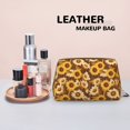 thumbnail image 4 of Brown Wood Grain Sunflower B Makeup Bag, Large Capacity Travel Cosmetic Bag for Women Girls- Travel Toiletry Bag Leather Portable Waterproof Makeup Case Organizer with Handle, 4 of 4