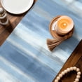 thumbnail image 3 of Gray Blue Ombre Table Runner 90 Inches, Modern Abstract Watercolor Stripes Bed Runner Dresser Scarves Tabletop for Indoor Outdoor Parties/Ceremony/Banquet, 13" x 90", 3 of 9