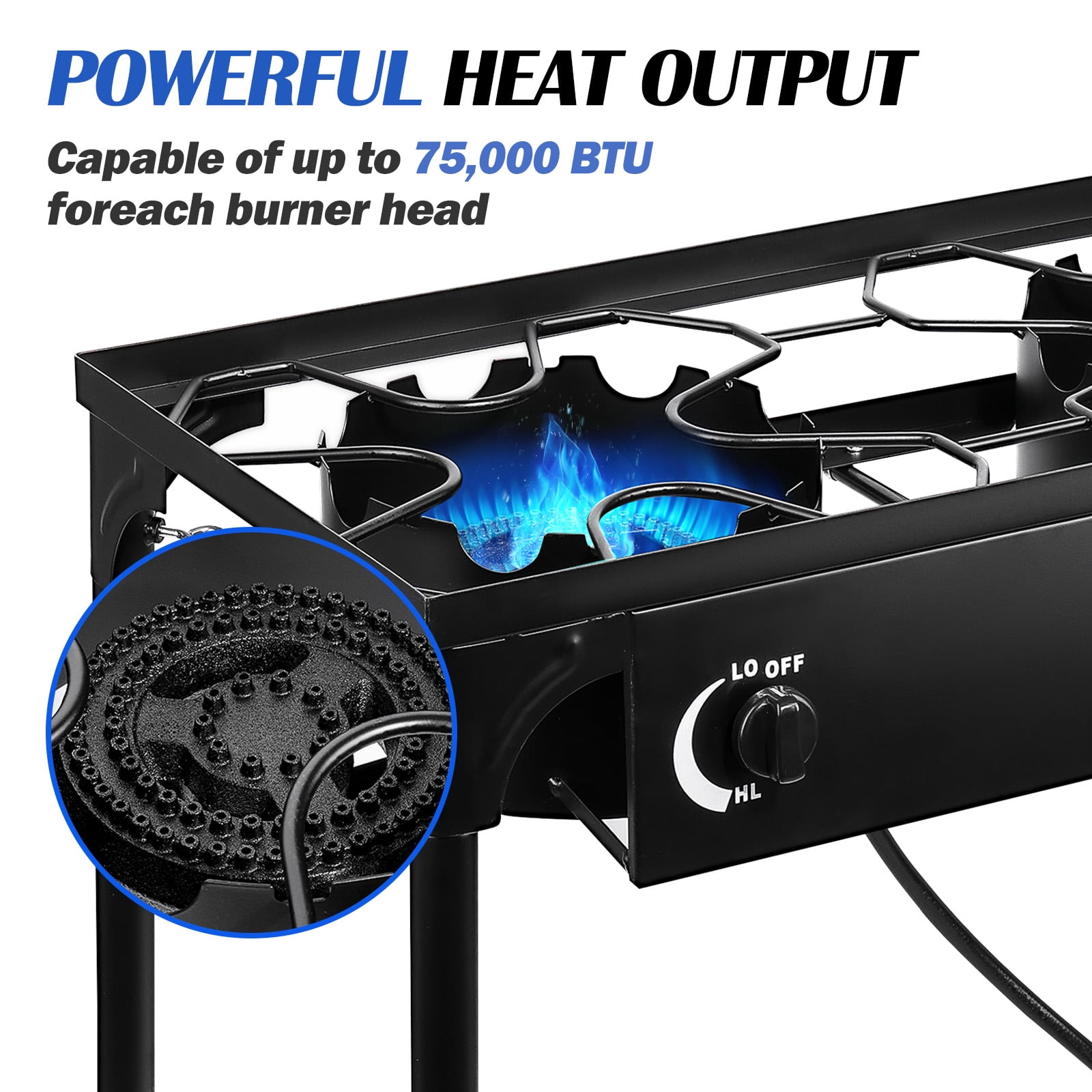 Asotewt High-Pressure Dual Propane Burner, Outdoor Camping Stove ,Two-Burner Model,Black