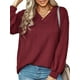 thumbnail image 1 of Sudadera de mujer, Sudadera holgada de manga larga con cuello en V para mujer, jerséis informales Abanopi borgoña/Grande, 1 of 7