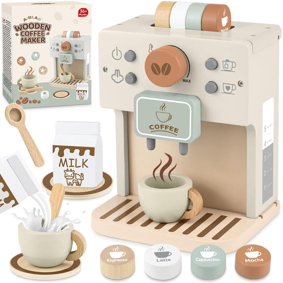 Cafetera de juguete Airlab para niños Accesorios de cocina de madera
