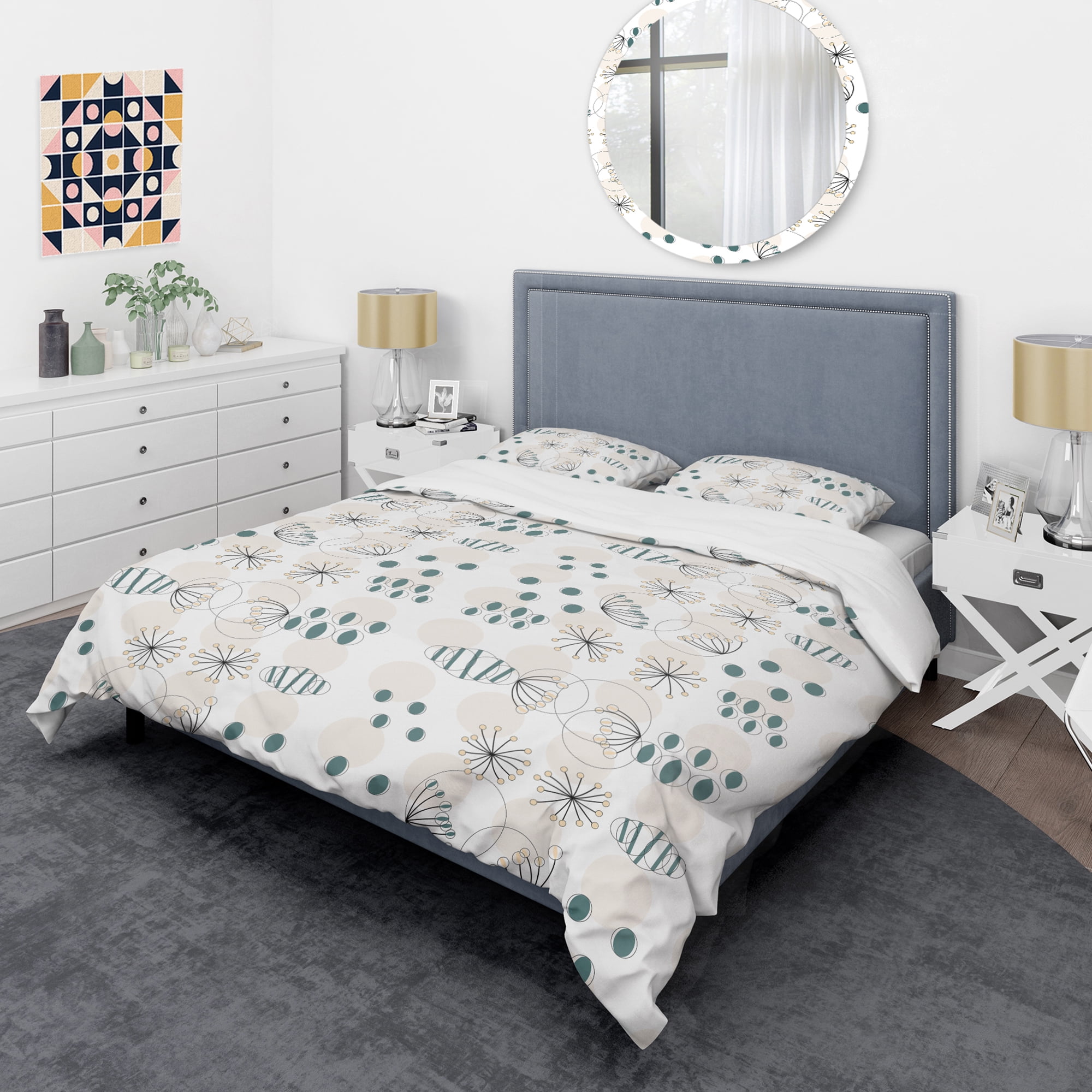 Designart 'Modern abstract geometric pattern' Mid-Century Modern Duvet Cover Set