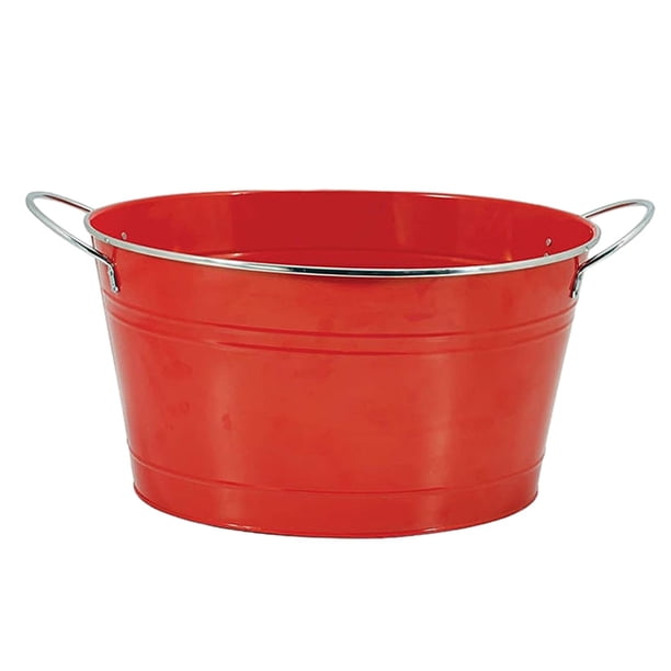 Bañera de Almacenamiento Ovalada, Cubo de Hielo, Bañera de Vino, Cubo de Refrigeración Duradero para Bebidas, Bañera para Regalos, Viajes de Boda, Acc Rojo