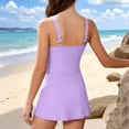 thumbnail image 5 of ZOYOEN Girls One-piece Swimsuits- Tie Side Modest Built In Bra Sleeveless Kids Bathing Suit Purple Size 8, 5 of 7