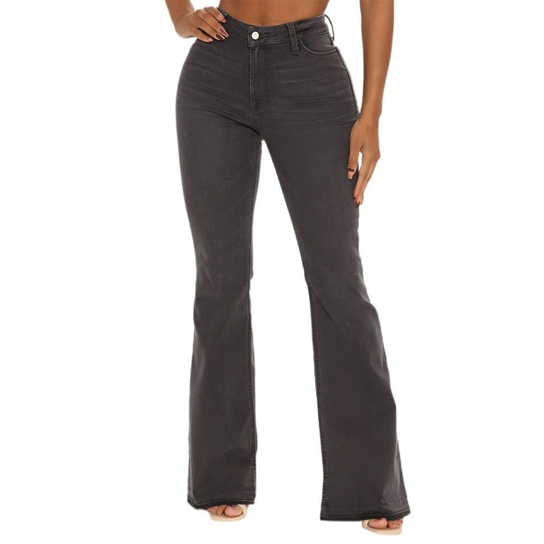 Eashery Plus Jeans Women Waisted Flare Jeans Retro Wide Leg Denim Pants Boyfriend Jeans for Women (Grey,4XL) - Walmart.com