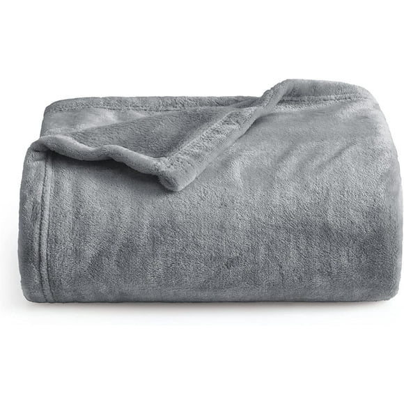 Fleece Blanket Twin Light Grey- Plush Microfiber Blanket Cozy Soft Microfiber Bed Blanket