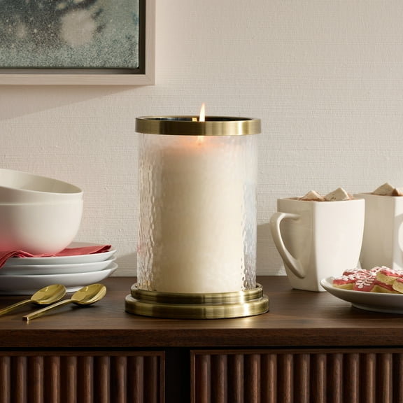 Better Homes & Gardens Clear & Brass Glass Hurricane Candle Holder, 4"