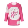 thumbnail image 4 of TKLPEHG Womens Breast Cancer Shirts 3/4 Sleeve Tops Pink Ribbon Graphic Tee Casual Round Neck Casual Fall Clothes (Pink,XL), 4 of 4