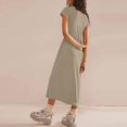 thumbnail image 4 of Women's 2024 Summer Short Sleeve Tshirt Dress Casual Crew Neck Beach Long Maxi Dresses, 4 of 6