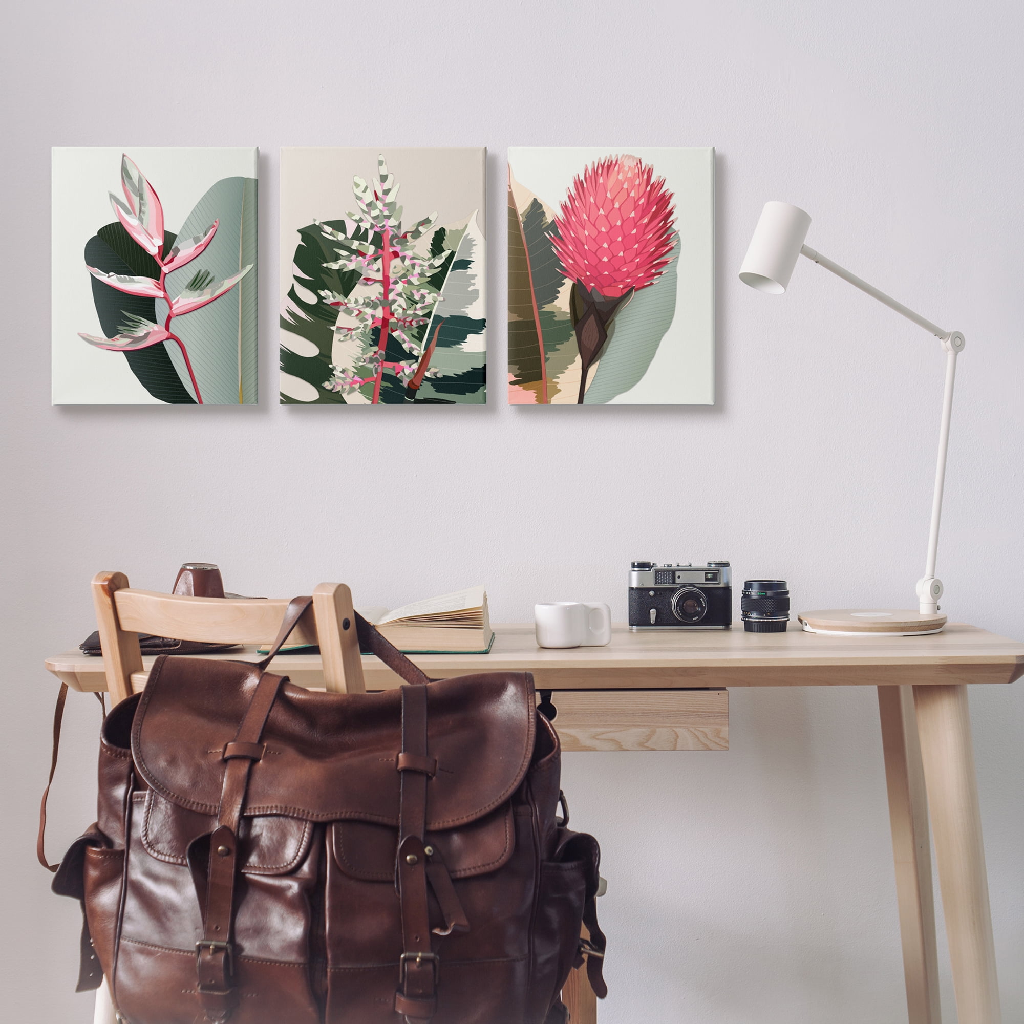 Stupell Industries Modern Tropical Plants Botanical & Floral Painting Gallery Wrapped Canvas Print Wall Art, 16 x 20, Set of 3