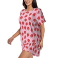 thumbnail image 2 of Naloa Hand Drawn Strawberry Women's Short-Sleeved Pajama Set, Loungewear, Summer pajamas, Breathable Cozy - XX-Large, 2 of 9
