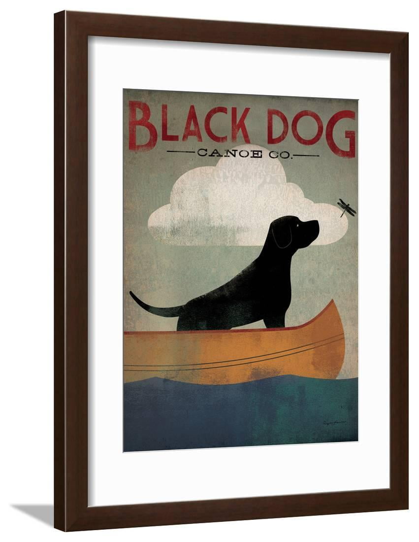 Black Dog Canoe Framed Print Wall Art by Ryan Fowler Sold by