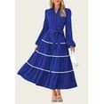 thumbnail image 3 of PRETTYGARDEN Womens Casual Dresses Loose Belted Long Lantern Sleeve Tiered Button Down Maxi Shirt Dress with Pockets, 3 of 6