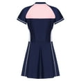 thumbnail image 3 of YONGHS Girls Zipper Beachwear Short Sleeve Swimsuit One Piece Ruffle Boyshort Skirts Swimwear Dark Blue 9-10, 3 of 7