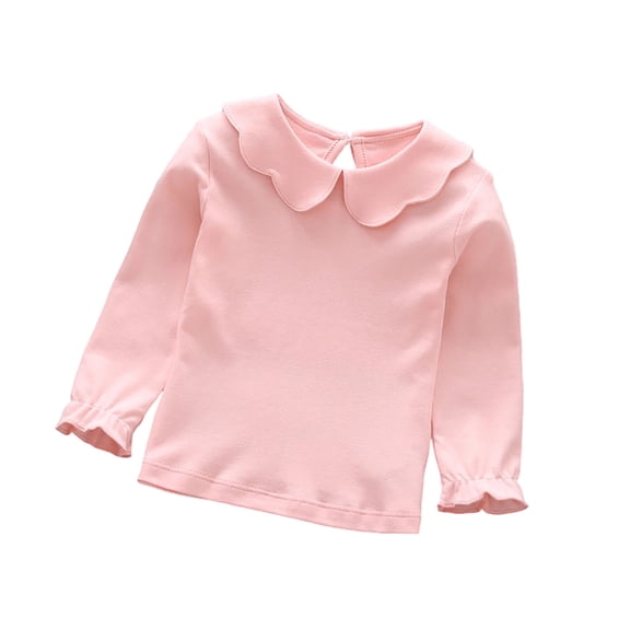 Krdevn Autumn Girls Long Sleeve Shirt Cute Collar Blouse Comfortable Daily Wear Top for Toddler and Kid Youth,3-4 Years