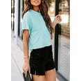 thumbnail image 2 of Sherrylily Women Short Sleeve Crew Neck Loose Crop Top Summer Casual Drop Shoulder Basic Tee, 2 of 4