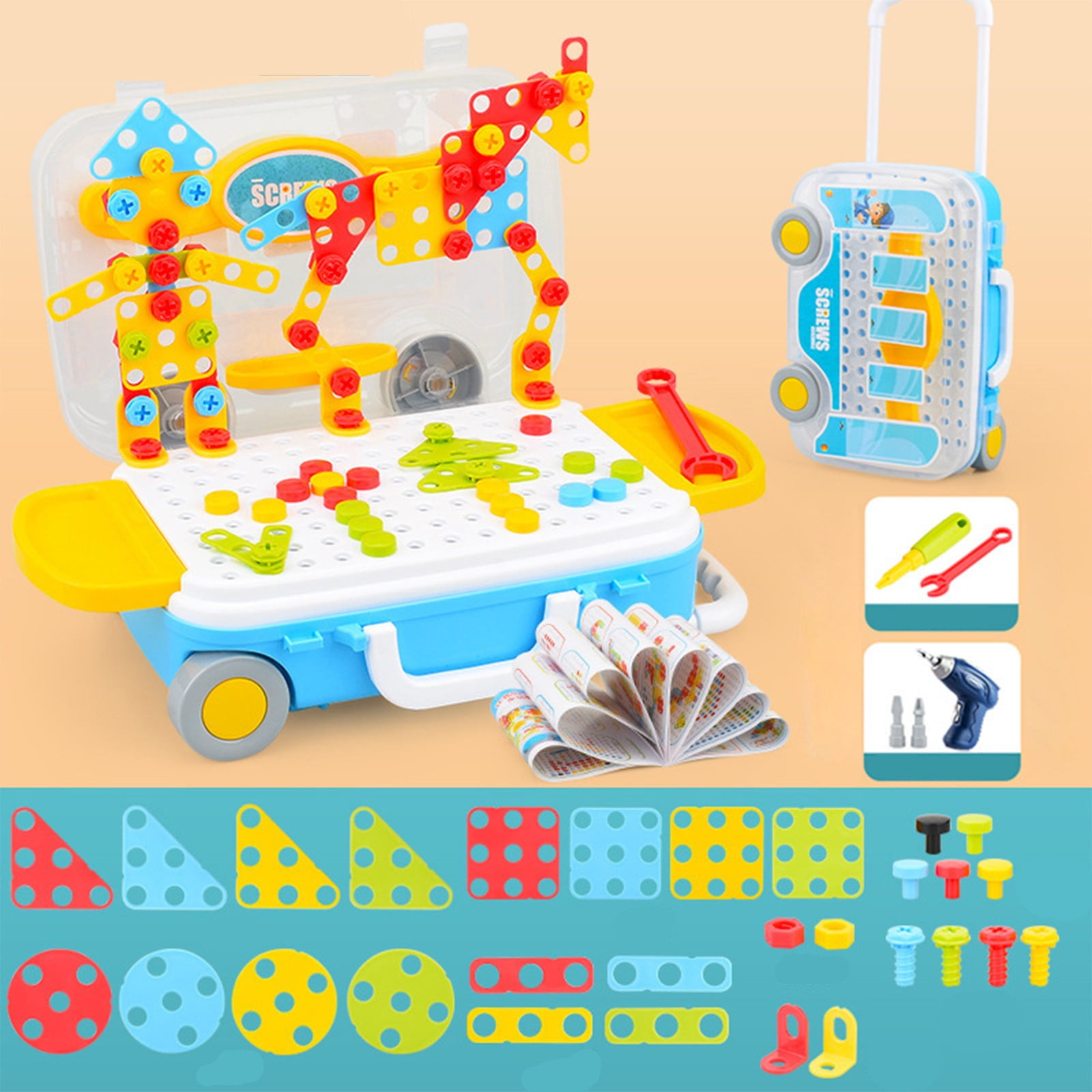 Toys Drilling Screw Puzzle Toys For Children Building Bricks Toys Kids DIY Electric Drill Set Boys Educational Toy Toys for 2 3 Year Old Boys on Clearance Walmart