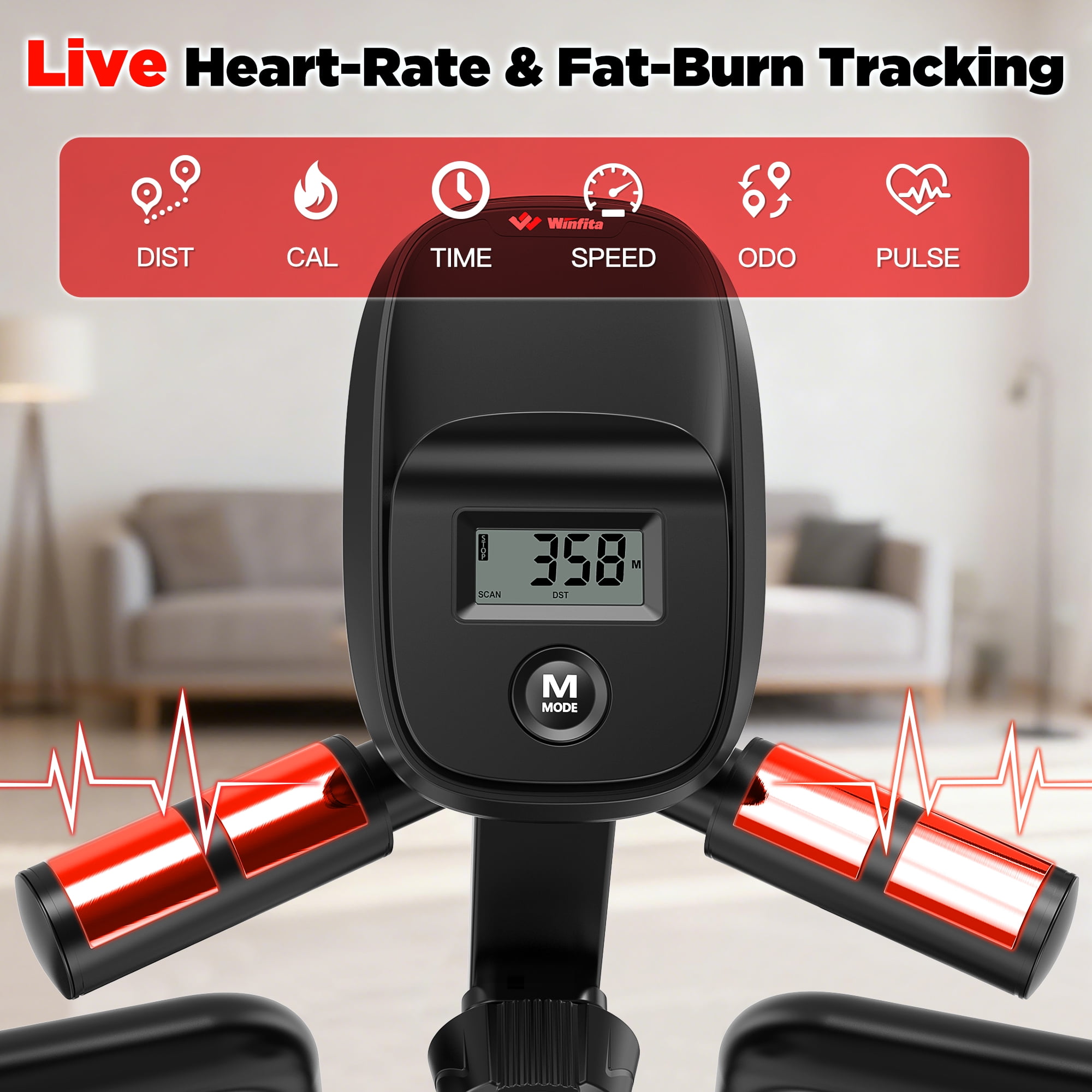 Elliptical Machine, Total Body Fitness Cross Trainer for Home Use, Cardio Workout Training Elliptical Trainers with Hyper-Quiet Electromagnetic Front Driving System, 18IN Stride, 14 Resistance Levels