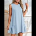 thumbnail image 4 of Vestido Tipo Chaleco Sin Mangas con Cuello Redondo en Color Liso, Azul , Talla L, 4 of 6